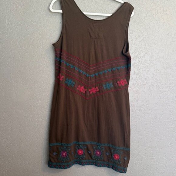 Johnny Was Los Angeles Brown Sleeveless Embroidered Boho Dress Size XL - Picture 9 of 10